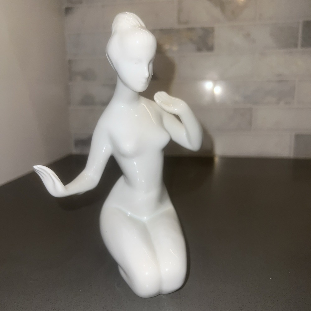 Vintage Royal Dux Sitting Porcelain Figurine, Marked